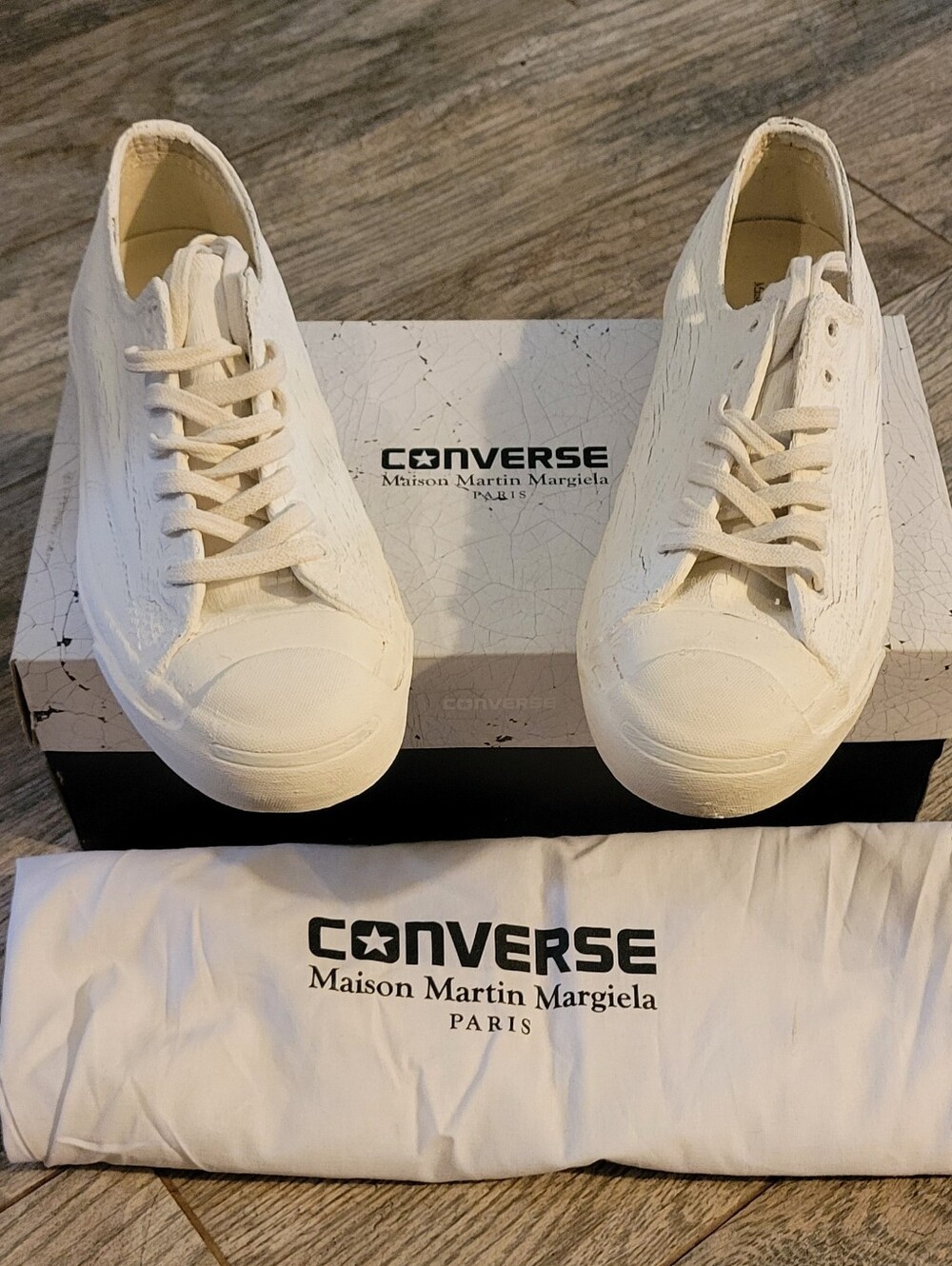 Converse x Maison Martin Margiela Paris Crack White Paint Low Top Sneaker Luxury